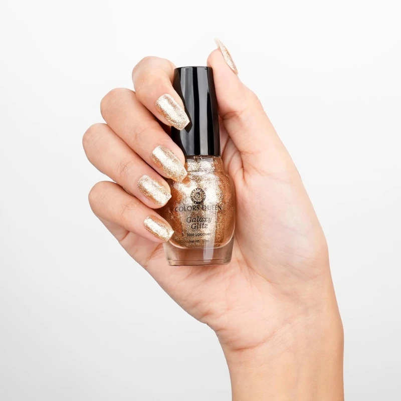 Colors Queen Galaxy Glitz Nail Lacquer | Glossy Nail Polish | Long Lasting | Chip Resisting Formula, Effortless Application | Vegan and Cruelty Free (122 - Shiny Rose, 17ml) thumbnail 2